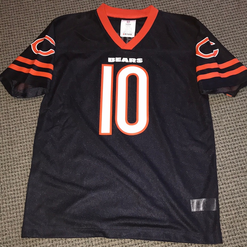 Chicago Bears Mitchell Trubisky 10 Football Jersey Navy Orange NFL Youth XL